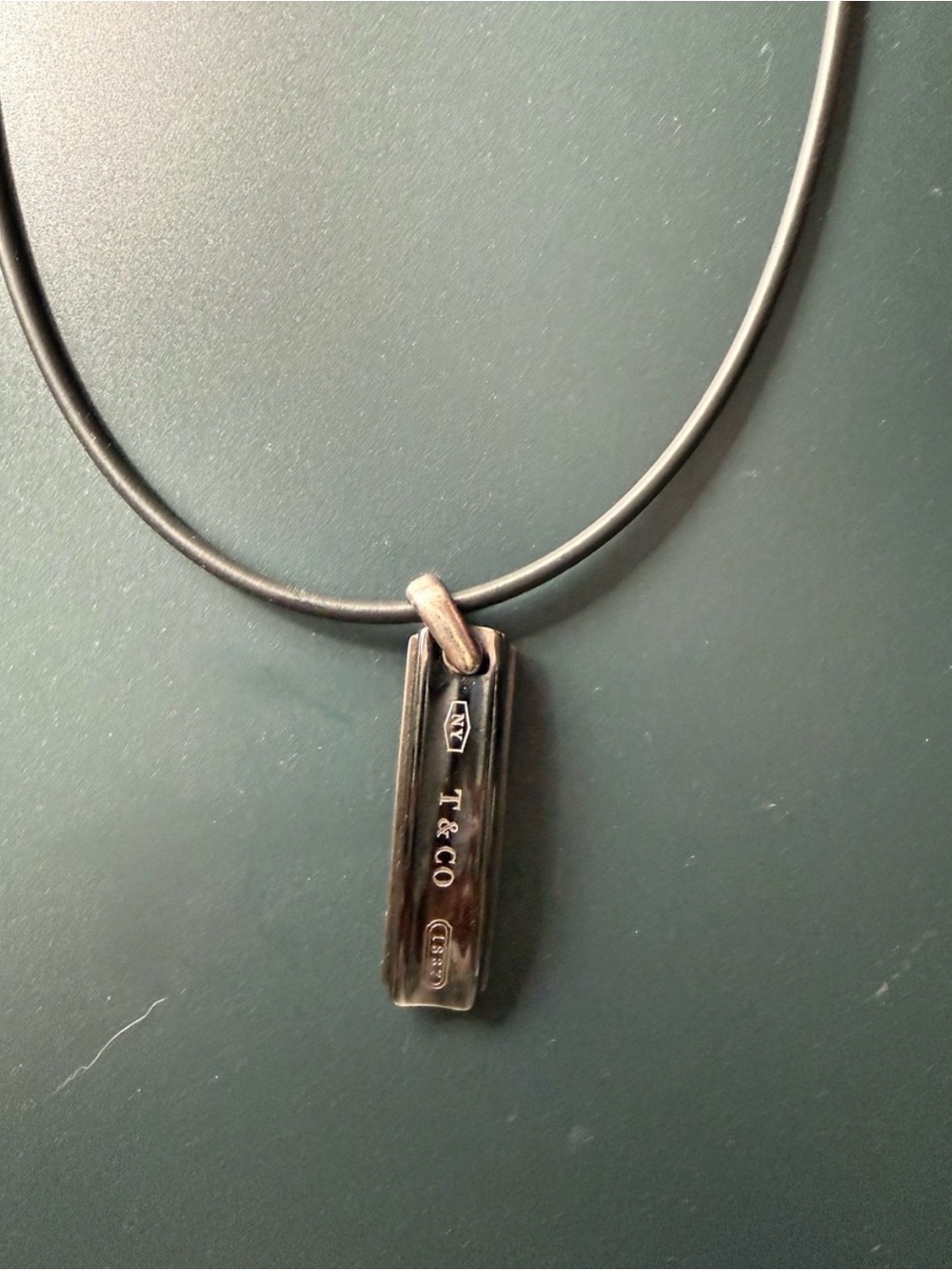 Tiffany & Co. 1837 “Midnight” Bar Pendant in titanium and sterling silver 925
